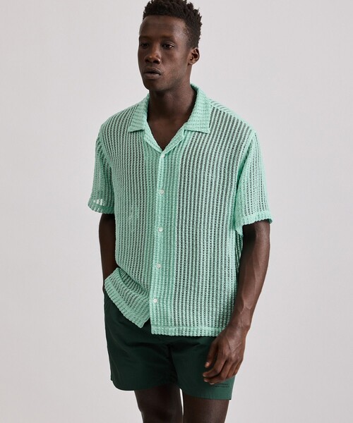 Saturdays NYC(サタデーズ ニューヨークシティ )の「Canty Lace SS Shirt(シャツ/ブラウス・メンズ・ミント/レンガ/オフホワイト・L/M/S/XL)」の2枚目の写真
