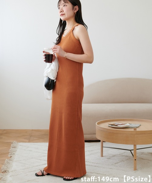 DISCOAT(ディスコート)の「カップ付ワッフルアメスリワンピース《WEB限定カラー・サイズあり》(ワンピース・レディース・ネイビー/オレンジ/ダークブラウン/グレー/ブラック/ライトベージュ・MEDIUM/SP/MT)」の18枚目の写真