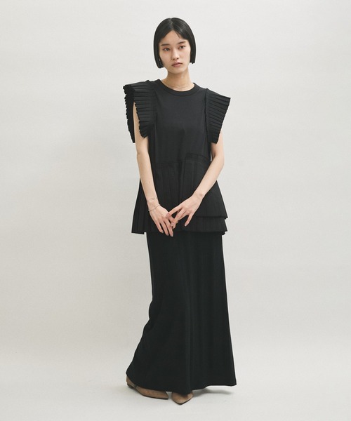 ADAM ET ROPE'（アダムエロペ）の「【サステナブル】プリーツコンビプルオーバー（Tシャツ/カットソー・レディース・ブラック/ホワイト/サックスブルー・FREE）」の21枚目の写真