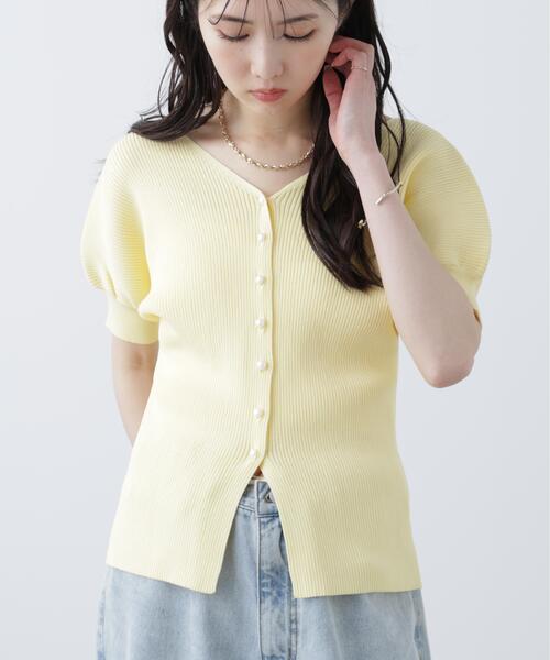 FREE'S MART（フリーズマート）の「［MFM］パールパフスリーブ半袖ニット（ニット/セーター・レディース・ホワイト/ピンク/ブラック/イエロー・FREE）」の20枚目の写真