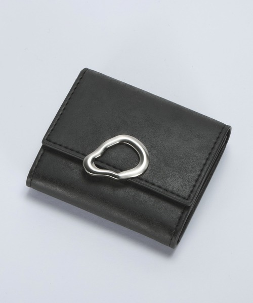 黒 レザー 三つ折り財布 シルバー刺繍 セール】三つ折り財布 ボックスコイン 3つ折り ミニ財布 マット