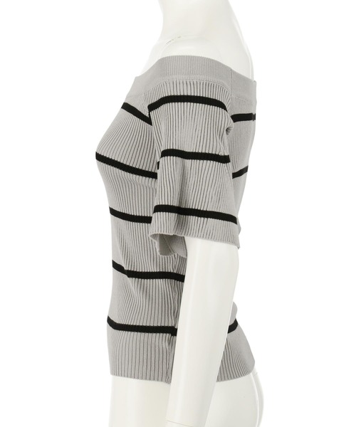 ANAP（アナップ）の「オフショル ボーダー リブ ニットトップス