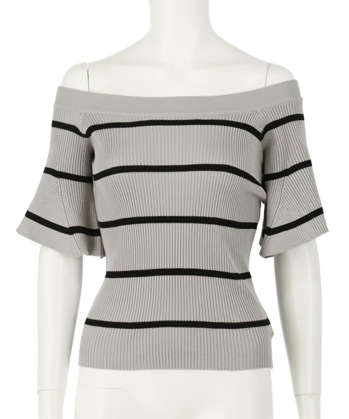 【売れました】ANAP(アナップ)ボーダートップス ANAP（アナップ）の「オフショル ボーダー リブ ニットトップス