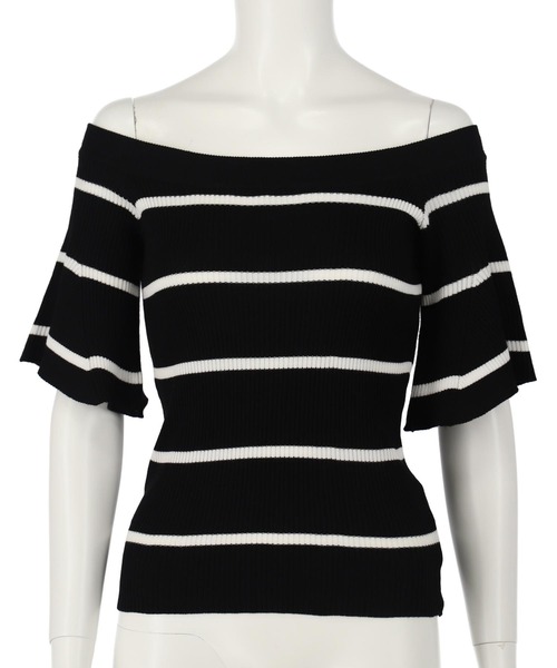 ANAP（アナップ）の「オフショル ボーダー リブ ニットトップス