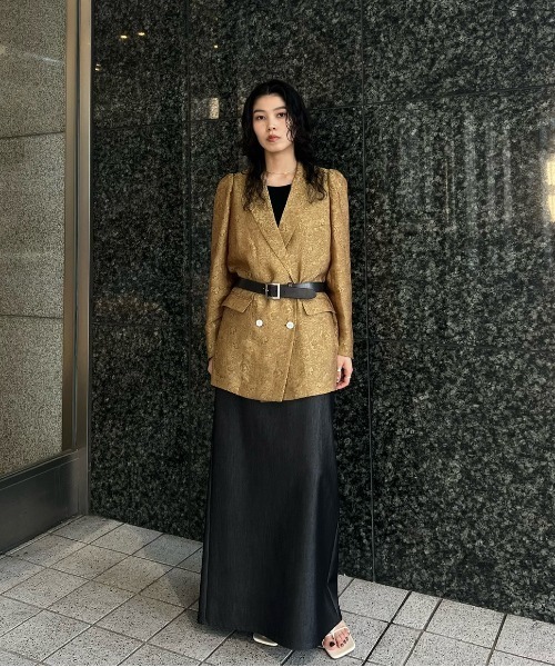 Ameri（アメリ）の「MEDI LILY JACQUARD JACKET（テーラードジャケット・レディース・アイボリー/スミクロ/マスタード・SMALL/MEDIUM）」の16枚目の写真