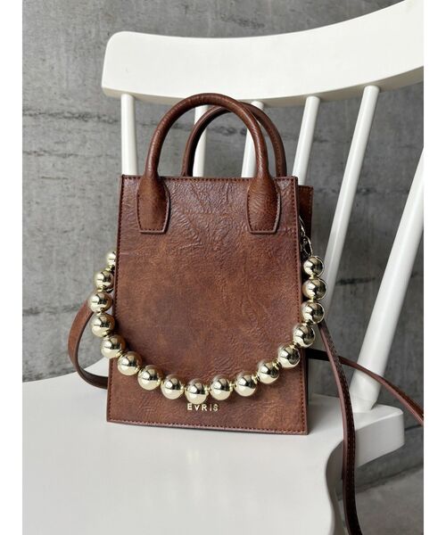 EVRIS（エヴリス）の「ボールチェーンモチーフスクエアショルダーBAG（ショルダーバッグ・レディース・ブラウン/ブルー/ブラック・FREE）」の22枚目の写真