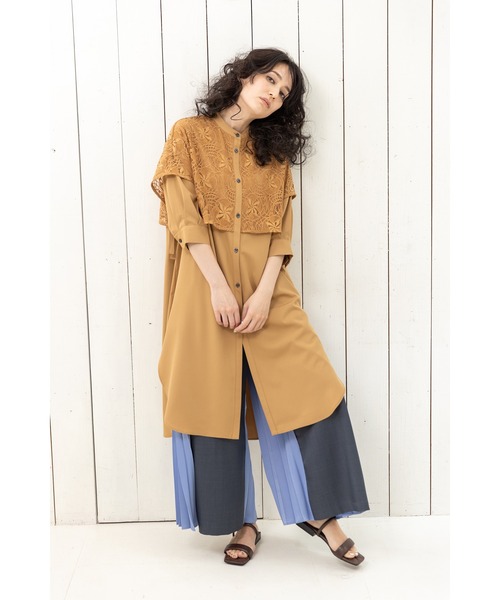 OSMOSIS（オズモーシス）の「レースレイヤードロングシャツ（シャツ/ブラウス・レディース・ブラック/ベージュ/ホワイト・ONE SIZE）」の19枚目の写真