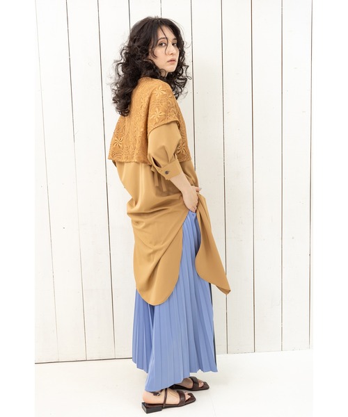 OSMOSIS（オズモーシス）の「レースレイヤードロングシャツ（シャツ/ブラウス・レディース・ブラック/ベージュ/ホワイト・ONE SIZE）」の20枚目の写真