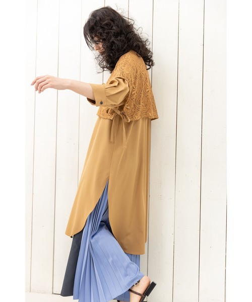 OSMOSIS（オズモーシス）の「レースレイヤードロングシャツ（シャツ/ブラウス・レディース・ブラック/ベージュ/ホワイト・ONE SIZE）」の21枚目の写真