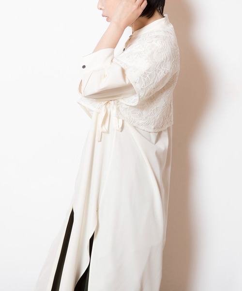 OSMOSIS（オズモーシス）の「レースレイヤードロングシャツ（シャツ/ブラウス・レディース・ブラック/ベージュ/ホワイト・ONE SIZE）」の12枚目の写真