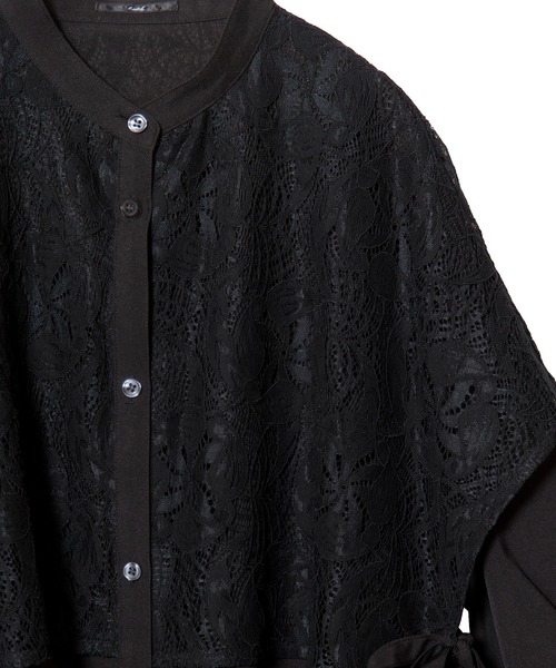 OSMOSIS（オズモーシス）の「レースレイヤードロングシャツ（シャツ/ブラウス・レディース・ブラック/ベージュ/ホワイト・ONE SIZE）」の15枚目の写真