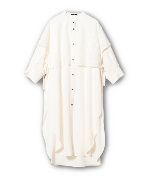 OSMOSIS（オズモーシス）の「レースレイヤードロングシャツ（シャツ/ブラウス・レディース・ブラック/ベージュ/ホワイト・ONE SIZE）」の16枚目の写真