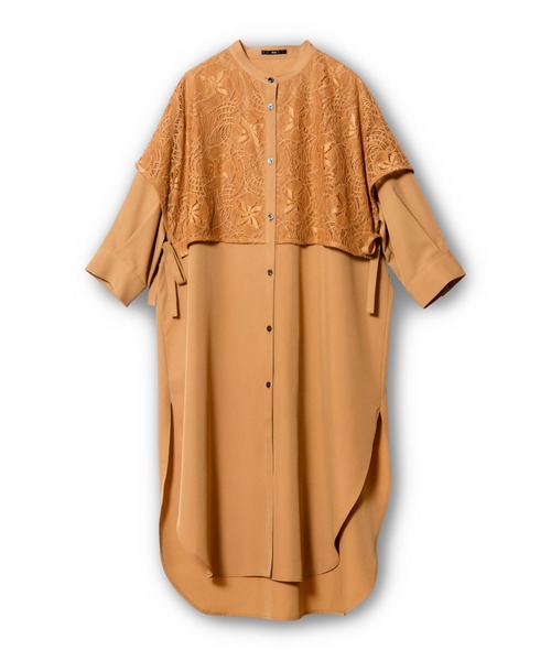 OSMOSIS（オズモーシス）の「レースレイヤードロングシャツ（シャツ/ブラウス・レディース・ブラック/ベージュ/ホワイト・ONE SIZE）」の17枚目の写真