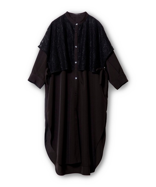 OSMOSIS（オズモーシス）の「レースレイヤードロングシャツ（シャツ/ブラウス・レディース・ブラック/ベージュ/ホワイト・ONE SIZE）」の18枚目の写真