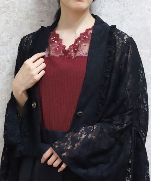 axes femme(アクシーズファム)の「吸水速乾チュールレースタンク(タンクトップ・レディース・ピンク/キナリ/ミント/ブラック/ワイン・FREE)」の5枚目の写真