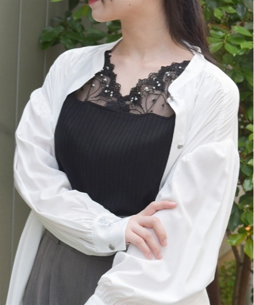 axes femme(アクシーズファム)の「吸水速乾チュールレースタンク(タンクトップ・レディース・ピンク/キナリ/ミント/ブラック/ワイン・FREE)」の6枚目の写真