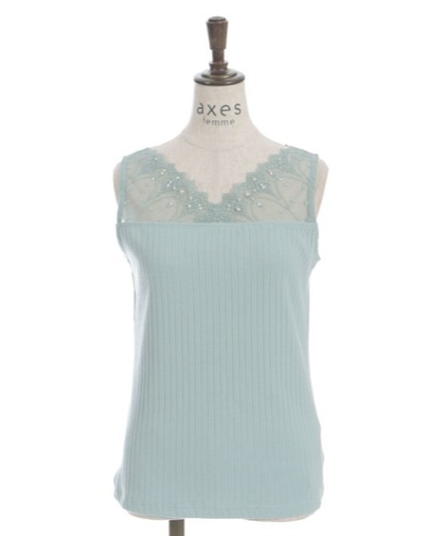 axes femme(アクシーズファム)の「吸水速乾チュールレースタンク(タンクトップ・レディース・ピンク/キナリ/ミント/ブラック/ワイン・FREE)」の9枚目の写真