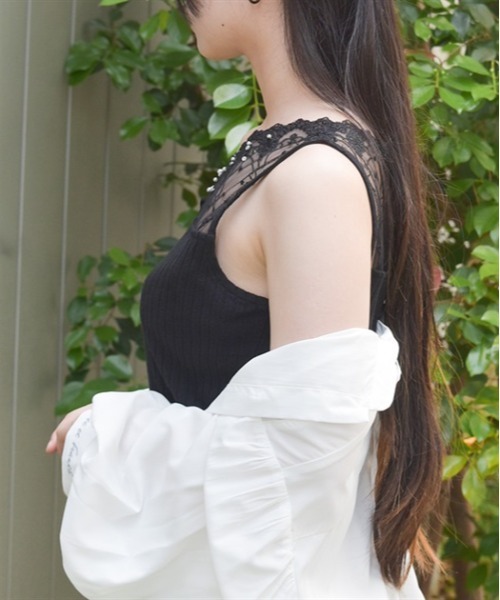 axes femme(アクシーズファム)の「吸水速乾チュールレースタンク(タンクトップ・レディース・ピンク/キナリ/ミント/ブラック/ワイン・FREE)」の7枚目の写真