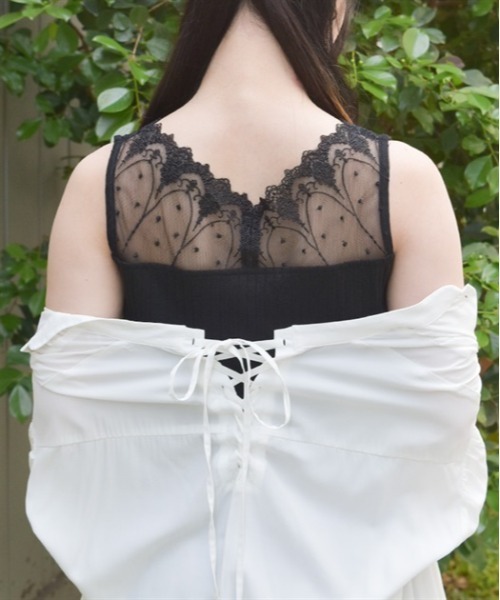 axes femme(アクシーズファム)の「吸水速乾チュールレースタンク(タンクトップ・レディース・ピンク/キナリ/ミント/ブラック/ワイン・FREE)」の8枚目の写真