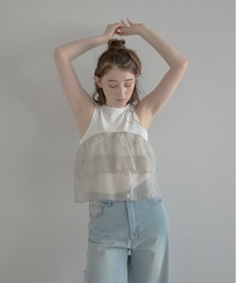 MINERTE | 【MINERTE】organza docking american sleeve tank / オーガンジードッキングアメスリタンク(タンクトップ)