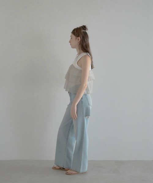 MINERTE（ミネルテ）の「【MINERTE】organza docking american sleeve tank / オーガンジードッキングアメスリタンク（タンクトップ・レディース・カーキ系/ブラック/ホワイト・FREE）」の15枚目の写真