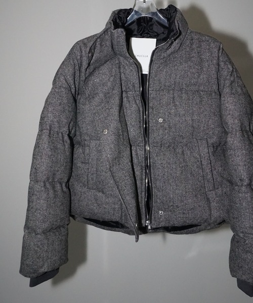 ツイード ショートジャケット S〜XL シングルブレスト ツイードライク パテッドショートジャケット chw25a016