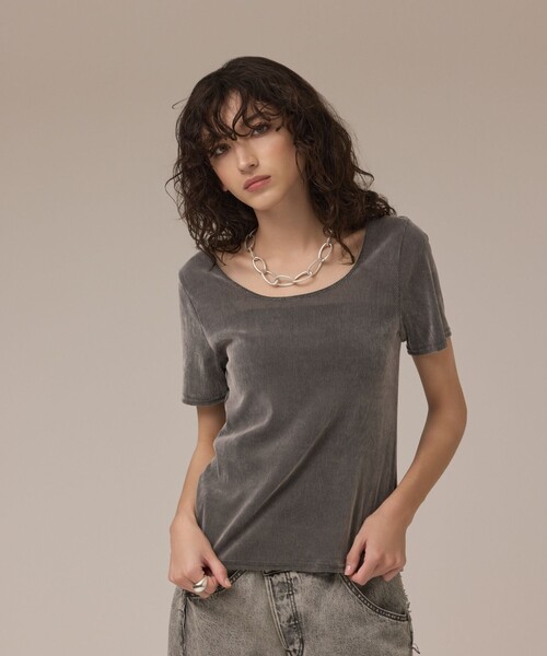 Diagram(ダイアグラム)の「フロッキーチュールカットトップ(Tシャツ/カットソー・レディース・ブラック/グレー/ホワイト・36)」の4枚目の写真