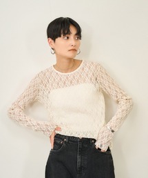 SALON adam et rope' | レースシアートップス［ストレッチ］(その他トップス)
