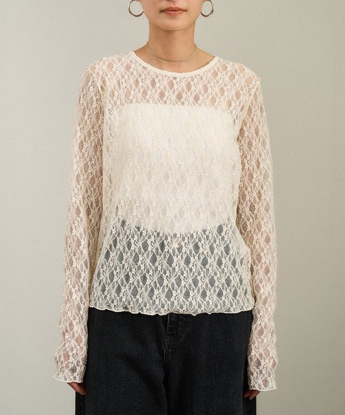 SALON adam et rope'（サロン アダム エ ロペ）の「レースシアートップス［ストレッチ］（その他トップス・レディース・ブラック/オフホワイト/ブラウン系その他2・FREE）」の18枚目の写真