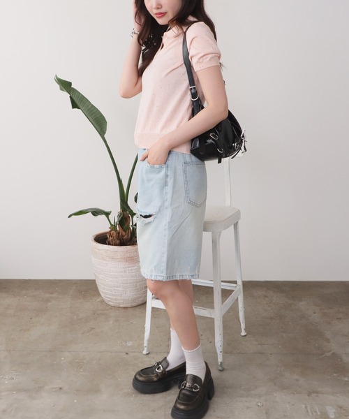 ROOPTOKYO(ループトウキョウ)の「カラーネップ サマーニット 秋物 秋服 2026年秋冬(ニット/セーター・レディース・ブラック系2/ブラック系1/グリーン系/ブルー/ホワイト/ピンク・FREE)」の17枚目の写真