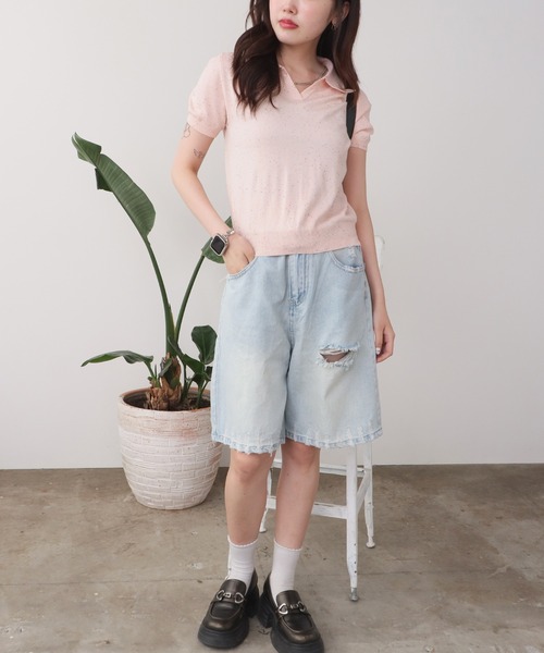 ROOPTOKYO(ループトウキョウ)の「カラーネップ サマーニット 秋物 秋服 2026年秋冬(ニット/セーター・レディース・ブラック系2/ブラック系1/グリーン系/ブルー/ホワイト/ピンク・FREE)」の18枚目の写真