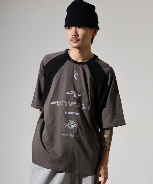 RE730（アールイーセブンサーティー）の「ゲームシャツ刺繍Tシャツ（Tシャツ/カットソー・メンズ・ブラック/オフホワイト・L/M）」の5枚目の写真