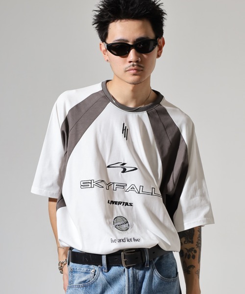 RE730（アールイーセブンサーティー）の「ゲームシャツ刺繍Tシャツ（Tシャツ/カットソー・メンズ・ブラック/オフホワイト・L/M）」の8枚目の写真