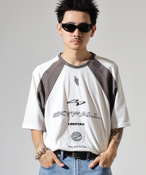 RE730（アールイーセブンサーティー）の「ゲームシャツ刺繍Tシャツ（Tシャツ/カットソー・メンズ・ブラック/オフホワイト・L/M）」の7枚目の写真