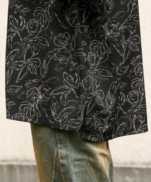 LUXSTYLE（ラグスタイル）の「線画花柄オープンカラー半袖シャツ（シャツ/ブラウス・メンズ・ブラック/ベージュ・M/L）」の11枚目の写真