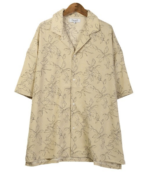 LUXSTYLE（ラグスタイル）の「線画花柄オープンカラー半袖シャツ（シャツ/ブラウス・メンズ・ブラック/ベージュ・M/L）」の14枚目の写真