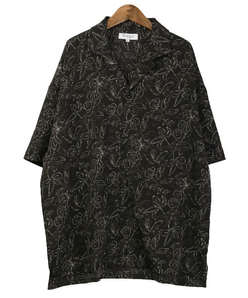 LUXSTYLE（ラグスタイル）の「線画花柄オープンカラー半袖シャツ（シャツ/ブラウス・メンズ・ブラック/ベージュ・M/L）」の15枚目の写真