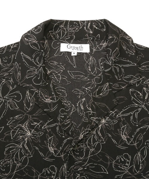 LUXSTYLE（ラグスタイル）の「線画花柄オープンカラー半袖シャツ（シャツ/ブラウス・メンズ・ブラック/ベージュ・M/L）」の16枚目の写真
