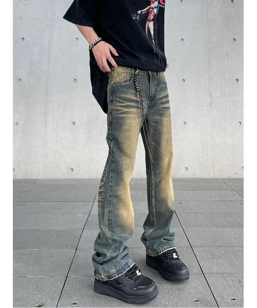 TopIsm(トップイズム)の「ストラップ付ビンテージライク ブーツカットデニムパンツ(デニムパンツ・メンズ・ブルー・M/L)」の5枚目の写真