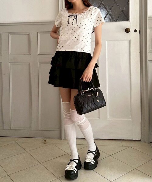 OLIVE des OLIVE(オリーブデオリーブ)の「レイヤード風ヘンリーネックシャツ(Tシャツ/カットソー・レディース・サックスブルー/チャコールグレー/オフホワイト/ネイビー・FREE)」の17枚目の写真