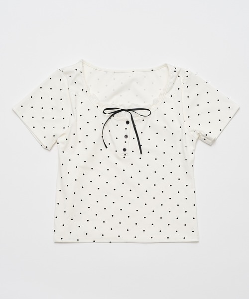 OLIVE des OLIVE(オリーブデオリーブ)の「レイヤード風ヘンリーネックシャツ(Tシャツ/カットソー・レディース・サックスブルー/チャコールグレー/オフホワイト/ネイビー・FREE)」の8枚目の写真