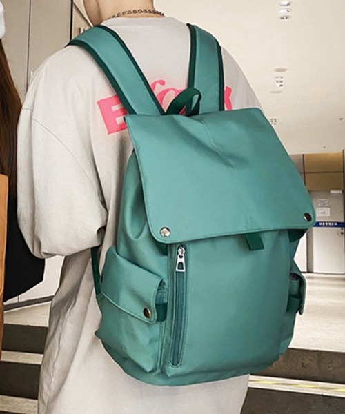 Lace Ladies(レースレディース)の「ソリッドカラー 大容量 撥水 スクエア 多ポケット バックパック(バックパック/リュック・レディース・ブラック/ブラウン/グリーン/グレー・FREE)」の14枚目の写真