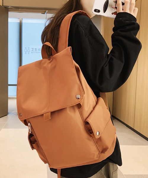 Lace Ladies(レースレディース)の「ソリッドカラー 大容量 撥水 スクエア 多ポケット バックパック(バックパック/リュック・レディース・ブラック/ブラウン/グリーン/グレー・FREE)」の17枚目の写真