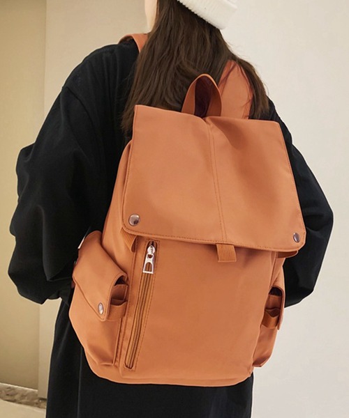 Lace Ladies(レースレディース)の「ソリッドカラー 大容量 撥水 スクエア 多ポケット バックパック(バックパック/リュック・レディース・ブラック/ブラウン/グリーン/グレー・FREE)」の20枚目の写真