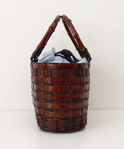 竹かご巾着バッグ 和装 浴衣 着物用 夏祭り 手提げかご（かご