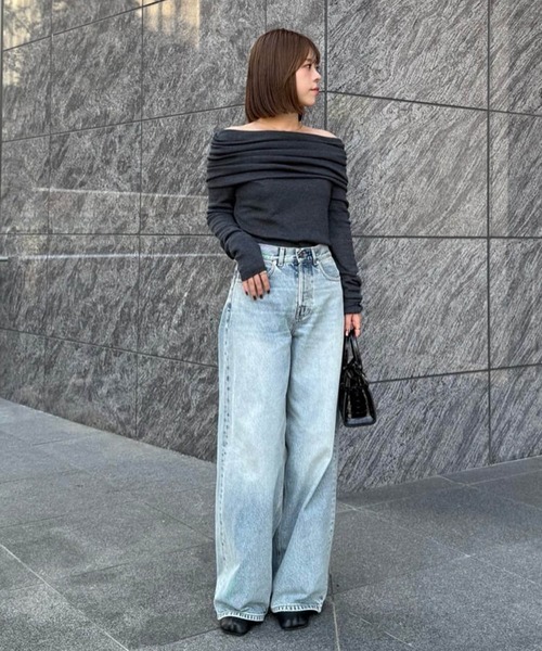 DRESSLAVE（ドレスレイブ）の「big offshoulder pull(ビッグオフショルダープルオーバー)（ニット/セーター・レディース・ホワイト/チャコールグレー・38）」の15枚目の写真