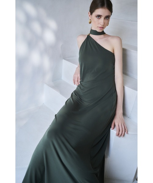 【Michiko Yamawaki×Estella.K】One-shoulder jersey dress ワンショルダーカットドレス