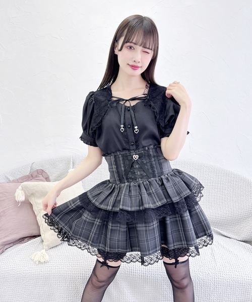 MA*RS(アメーバーマーズ)の「ケープ風フリルブラウス(シャツ/ブラウス・レディース・オフホワイト/ブラック×ブラック/ブラック/ピンク/ホワイト・FREE)」の6枚目の写真