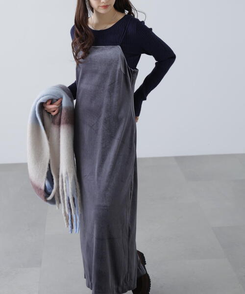 FREE'S MART（フリーズマート）の「◆２ストラップベロアキャミワンピース（ワンピース・レディース・ブラック/グレー/ブラウン・SMALL/MEDIUM）」の15枚目の写真