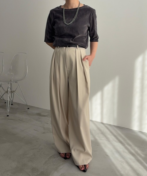 meilmada(メイルマダ)の「ツータックワイドスラックスパンツ(スラックス・レディース・ブラウン/アイボリー/ブラック・SMALL/MEDIUM)」の18枚目の写真